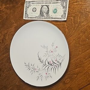 6 Parisienne By Royal Jackson Jeannine Dinner Plate Silver Rimmed Pink Flowers